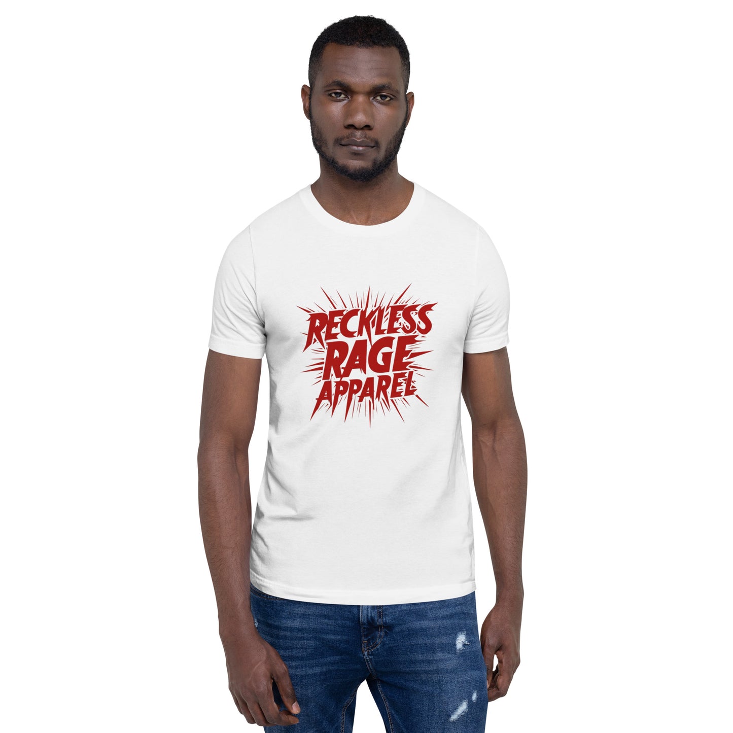 White Reckless Rage Apparel Unisex Crew Neck