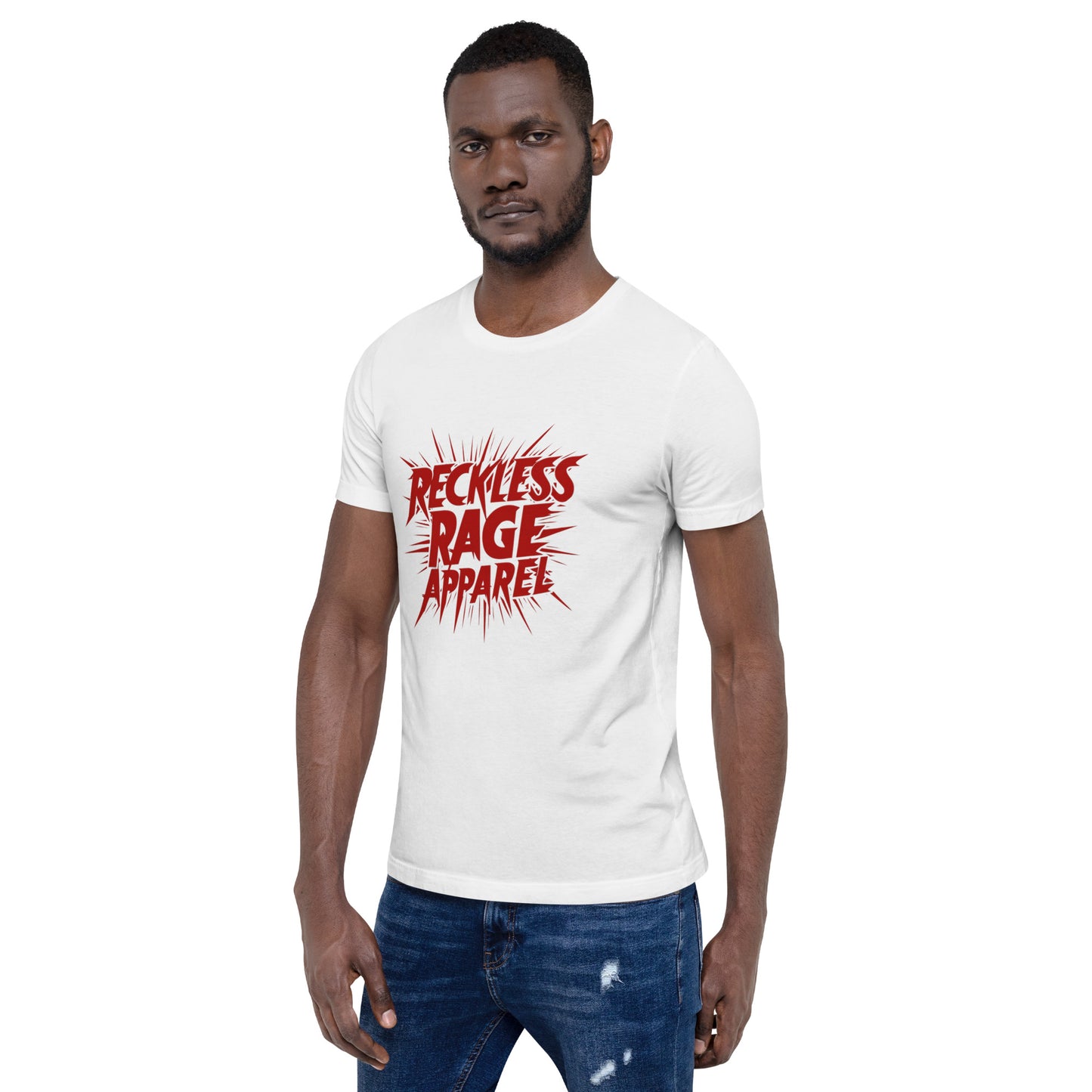 White Reckless Rage Apparel Unisex Crew Neck